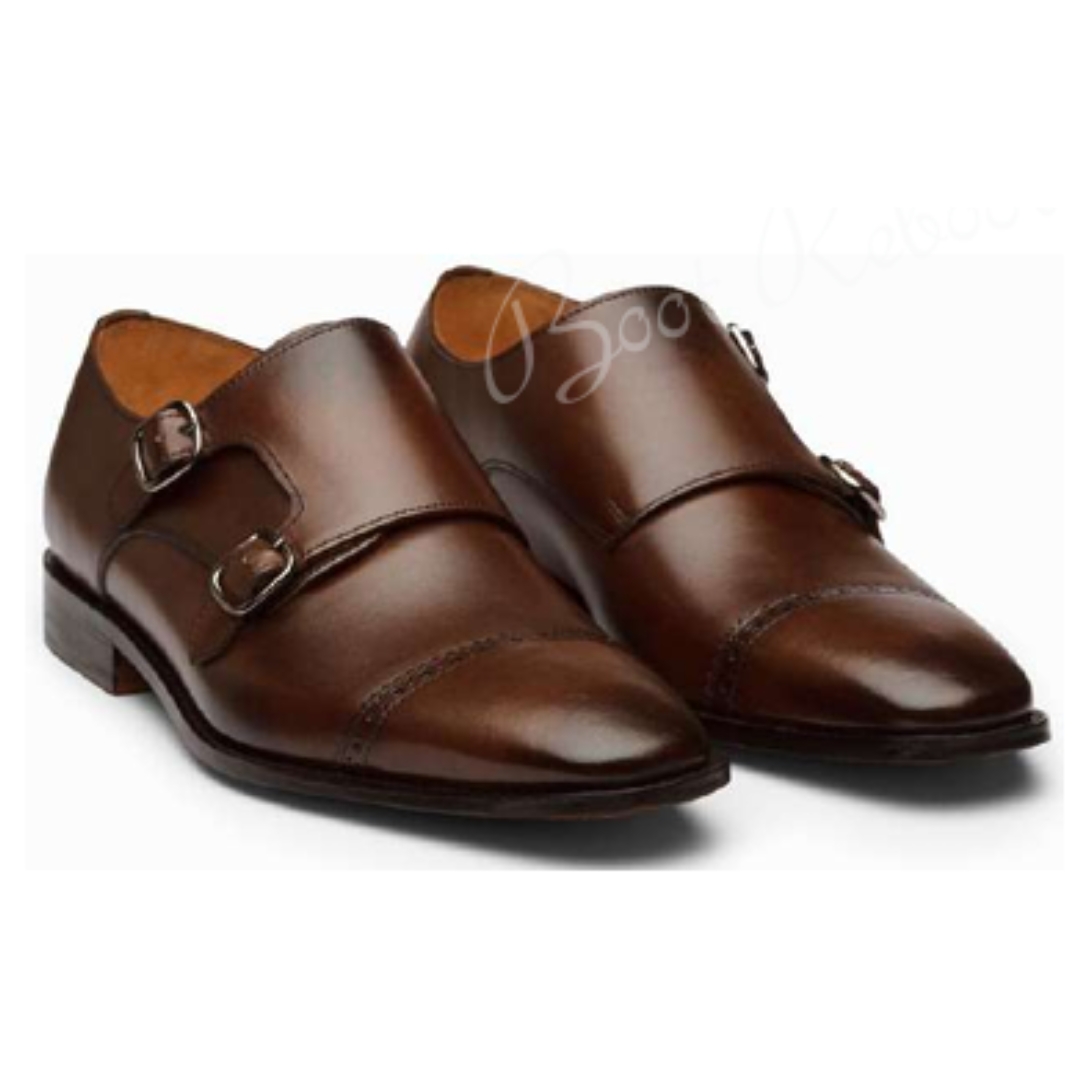 Leather Captoe Sleek Monk Shoes